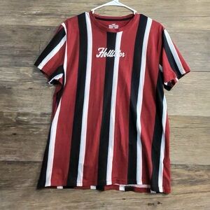 Hollister Bold Red Multi-Stripe Tee